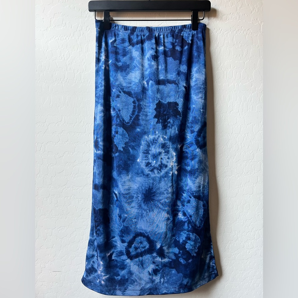 Blue Tie-Dye Midi Skirt